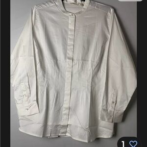 Soft Surroundings women's cotton top blouse long sleeve button front white